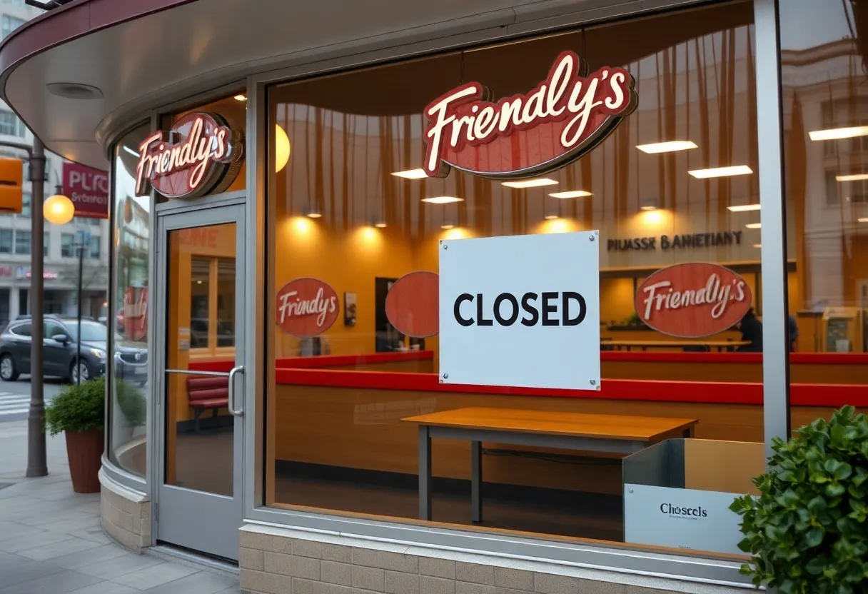 Closed Friendly's restaurant in Pembroke, Massachusetts