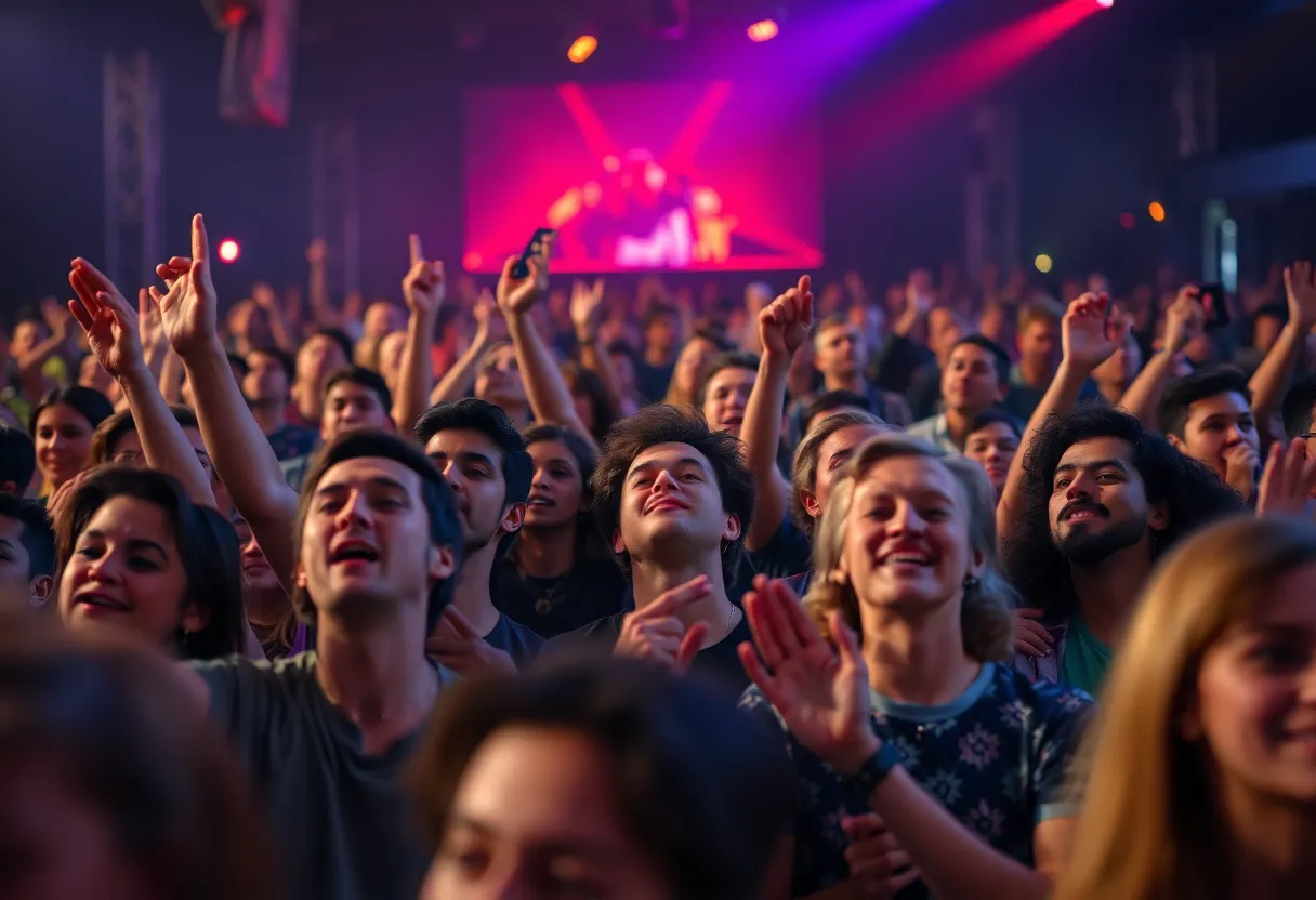 Crowd at Garbage concert showing mixed reactions.