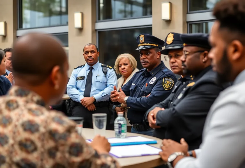 Residents attending a community meeting on police department investigation