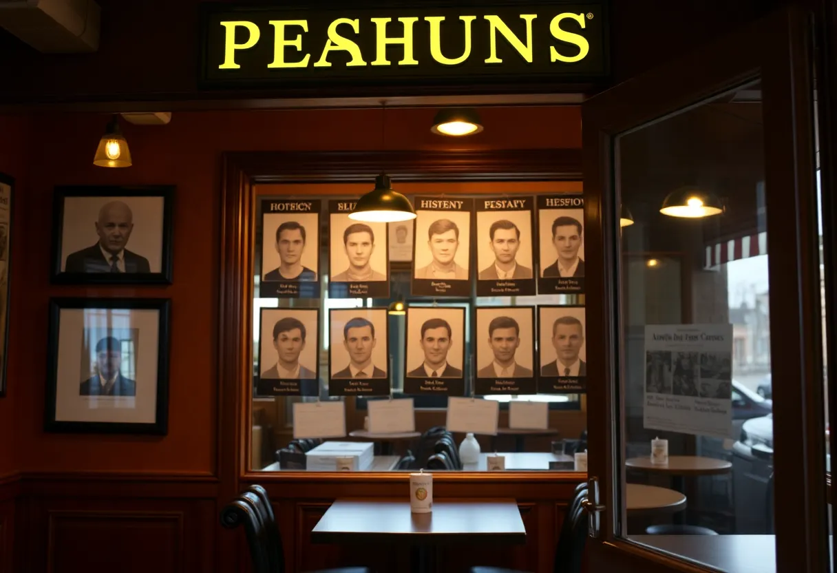 Entrance of Savin Bar & Kitchen with historical photographs