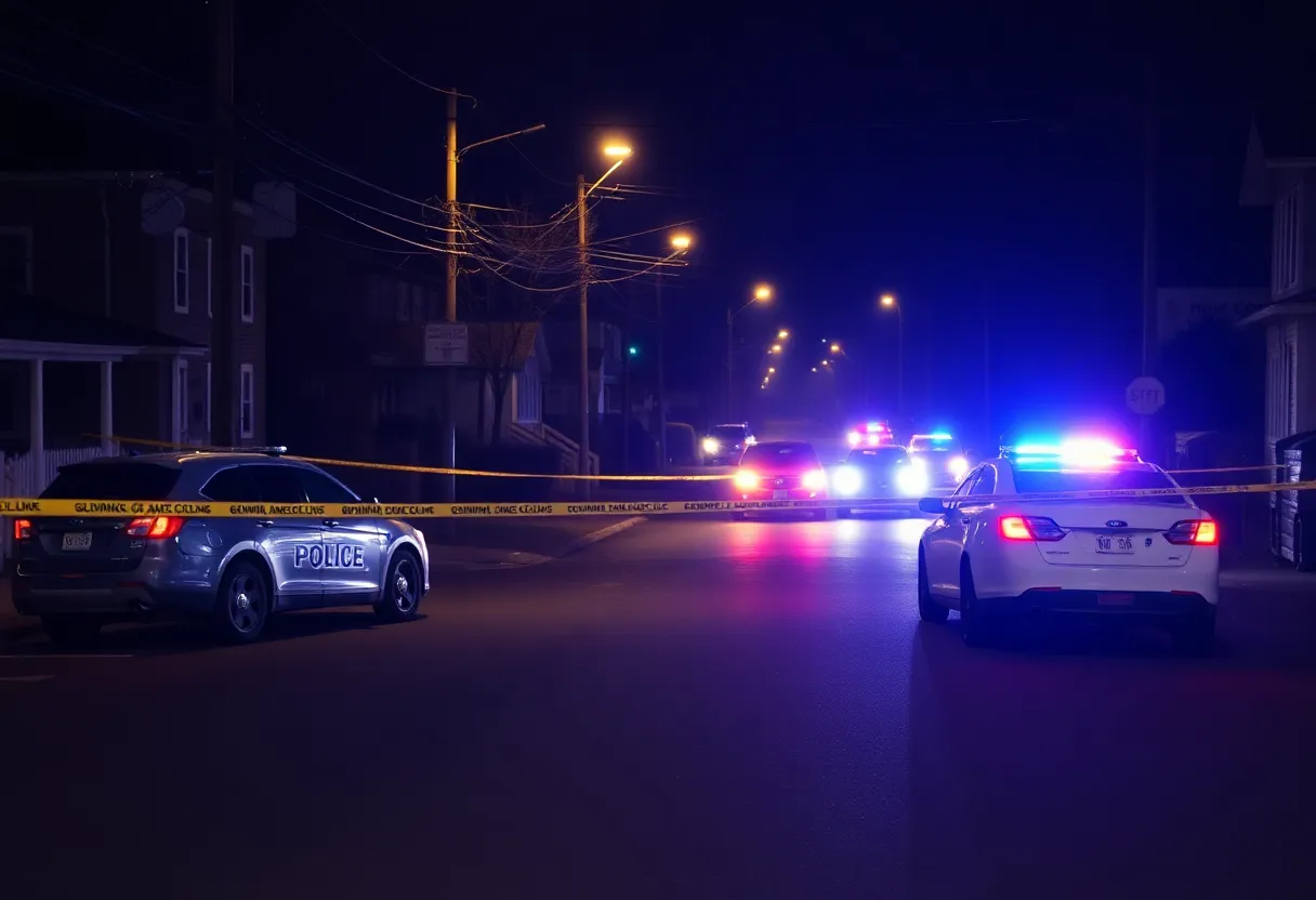 Police cars and caution tape at the scene of a shooting in Hyannis, Massachusetts.