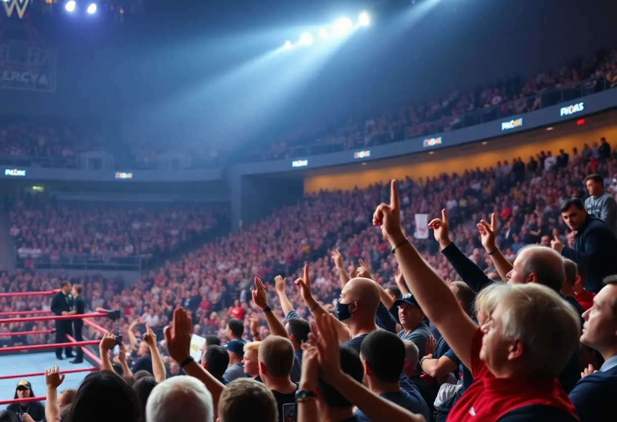 Fans cheering during John Cena's retirement tour match