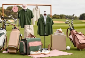 High-end golf equipment collection featuring premium golf clubs and stylish accessories.