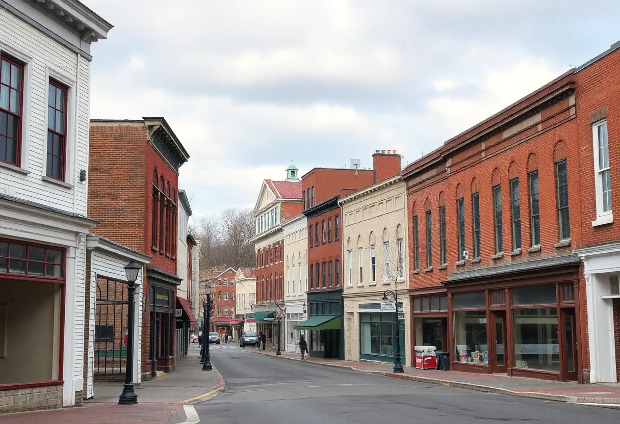 Cityscape of a Massachusetts town highlighting economic issues
