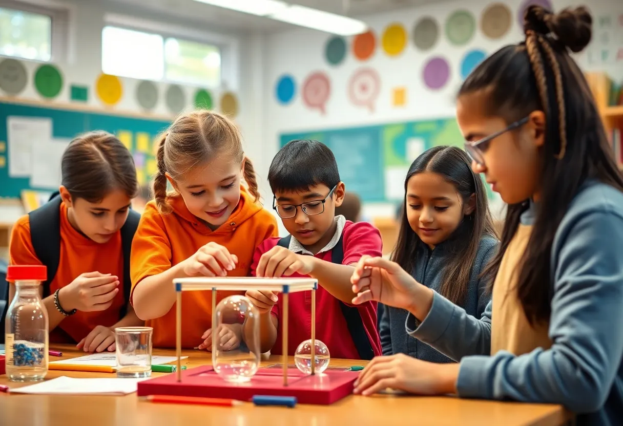 Students participating in STEM education in a Massachusetts high school