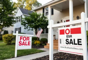 Suburban home for sale in Massachusetts with a 'For Sale' sign
