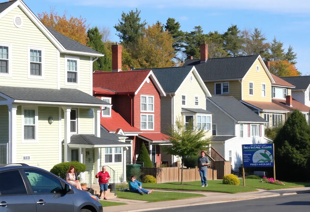 Massachusetts neighborhood illustrating home and auto insurance