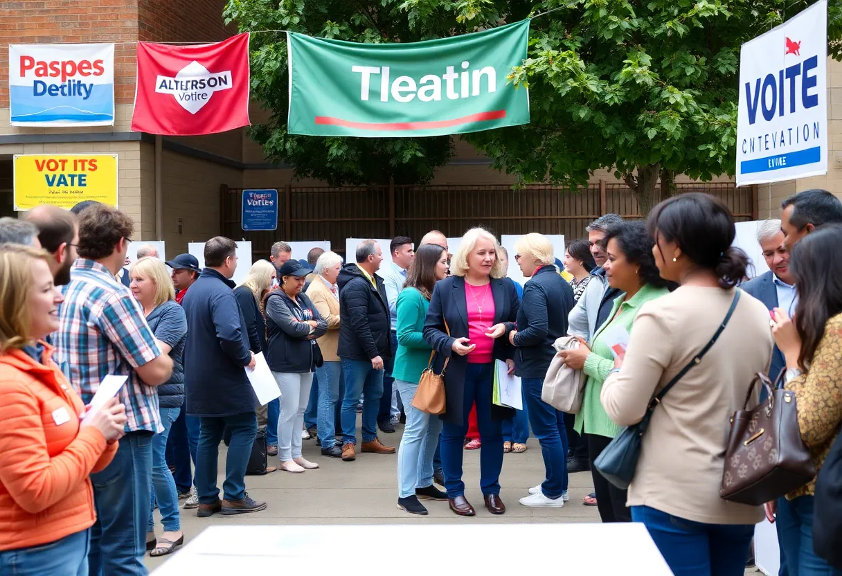 Residents discussing during the Medford municipal election