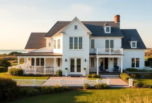 Exterior view of a beautifully renovated historic home in Nantucket