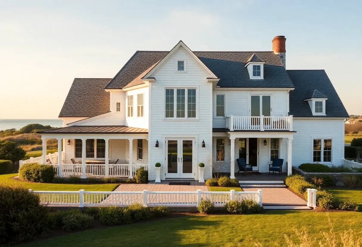Exterior view of a beautifully renovated historic home in Nantucket