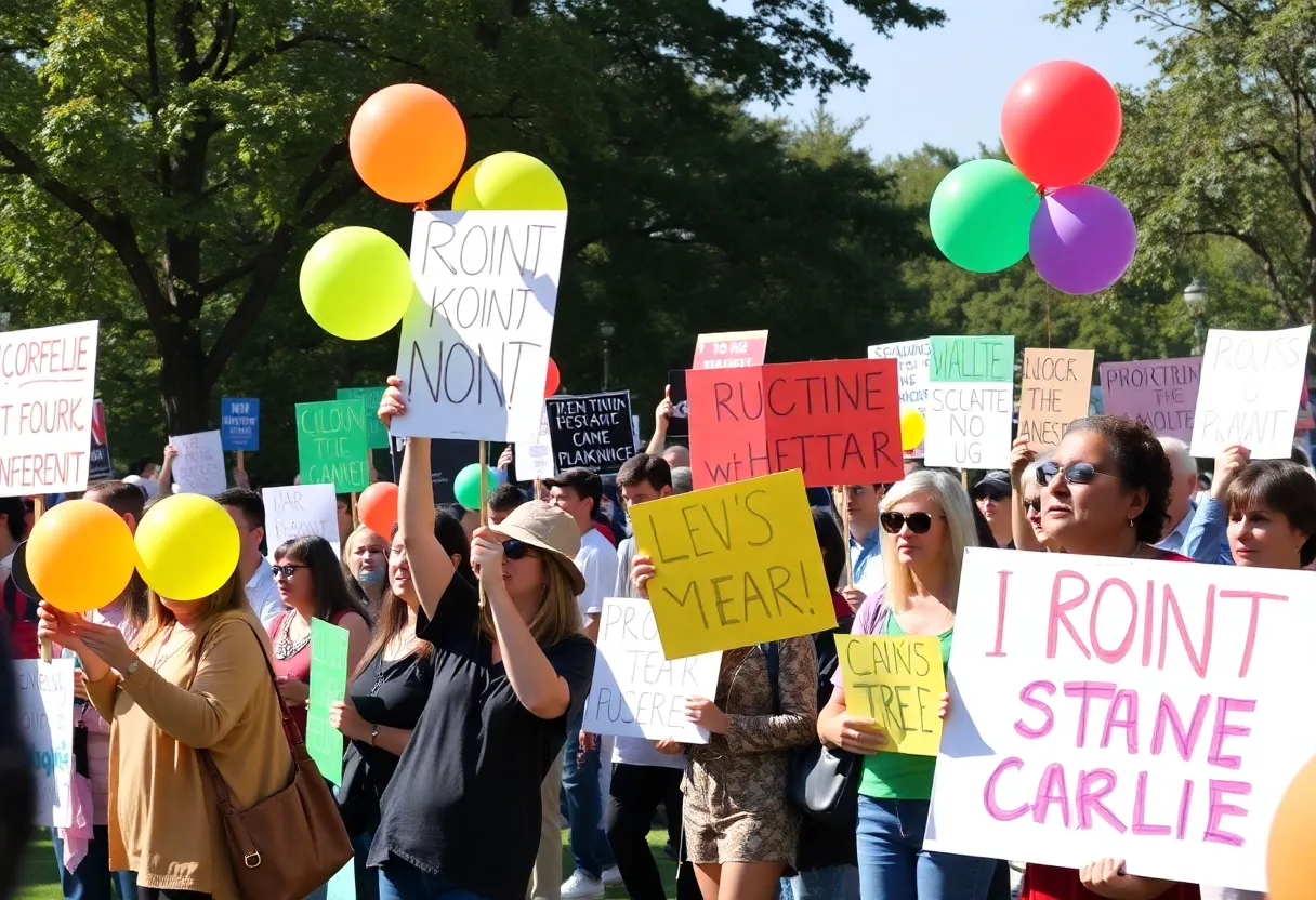 Crowd at No Kings protest holding signs in Boston Common
