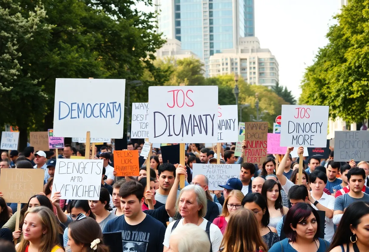 Crowd of protesters at No Kings protest in Boston Common.