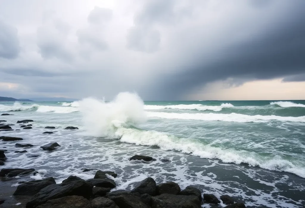 Heavy rain and wind during a nor'easter in Massachusetts