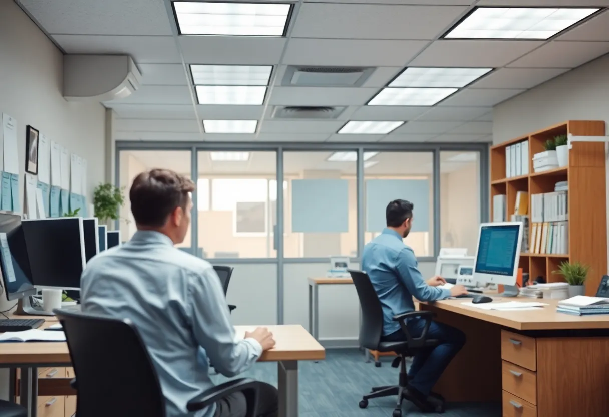 Healthcare office representing financial challenges and workforce layoffs