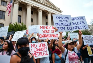 Protesters opposing ICE operations in Massachusetts.