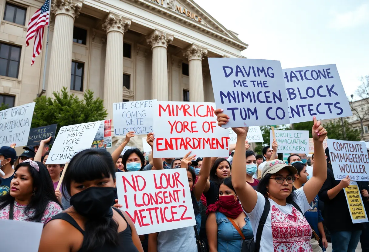 Protesters opposing ICE operations in Massachusetts.
