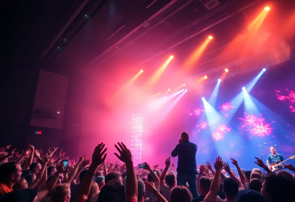Audience enjoying a Puscifer concert at a theater