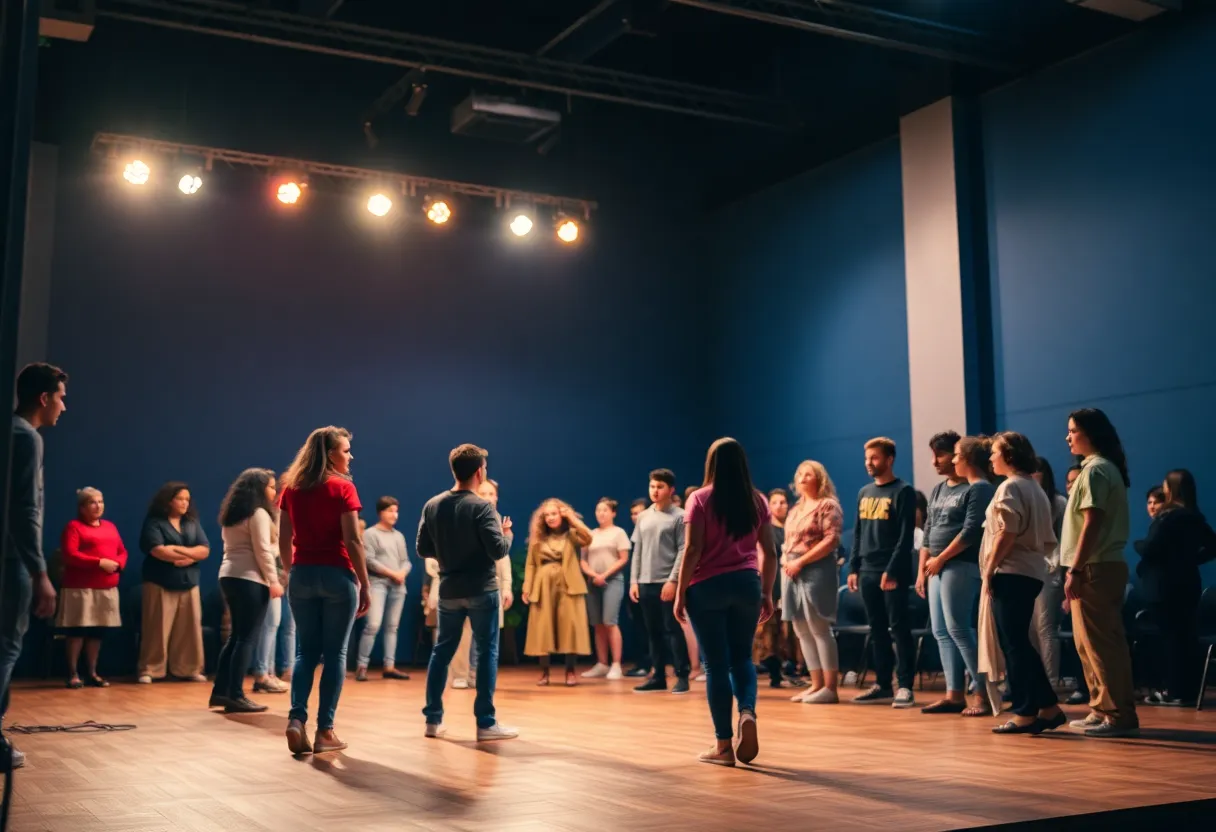 A theater stage with emerging artists performing in Boston