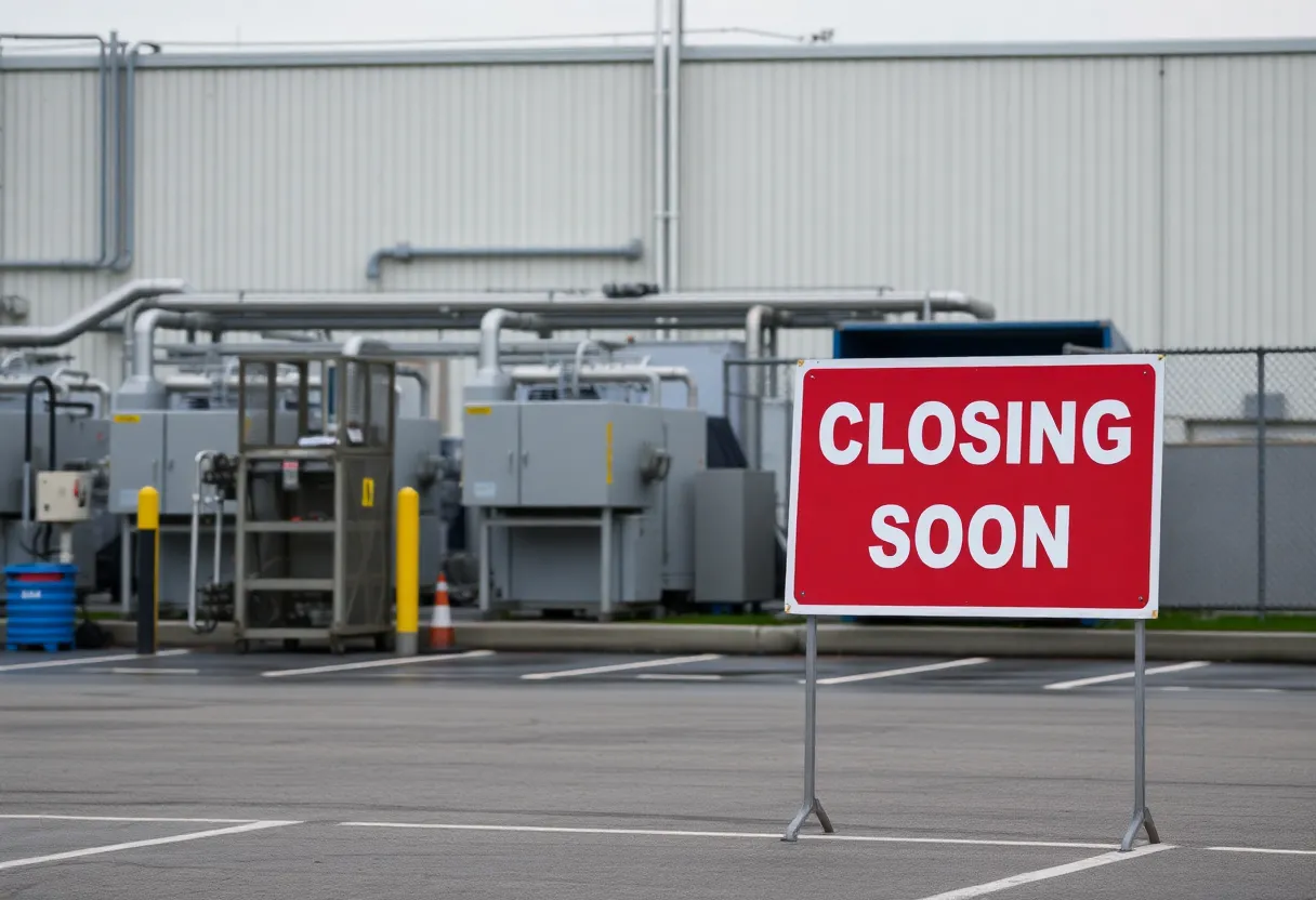 Revvity biomanufacturing facility sign indicating closure