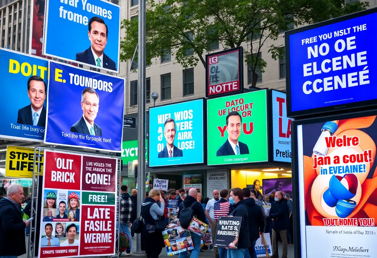 Campaign visuals of a super PAC opposing a gubernatorial candidate