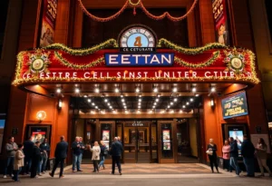 Exterior view of Wang Theatre celebrating 100 years.