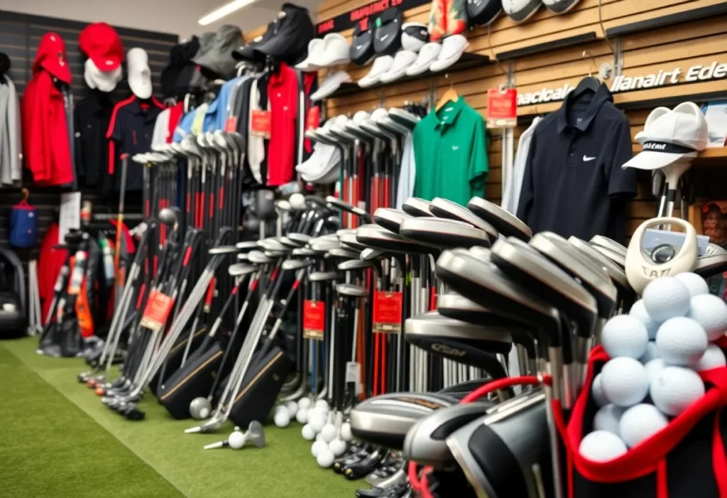 A variety of golf equipment including clubs and balls on sale for Black Friday 2025