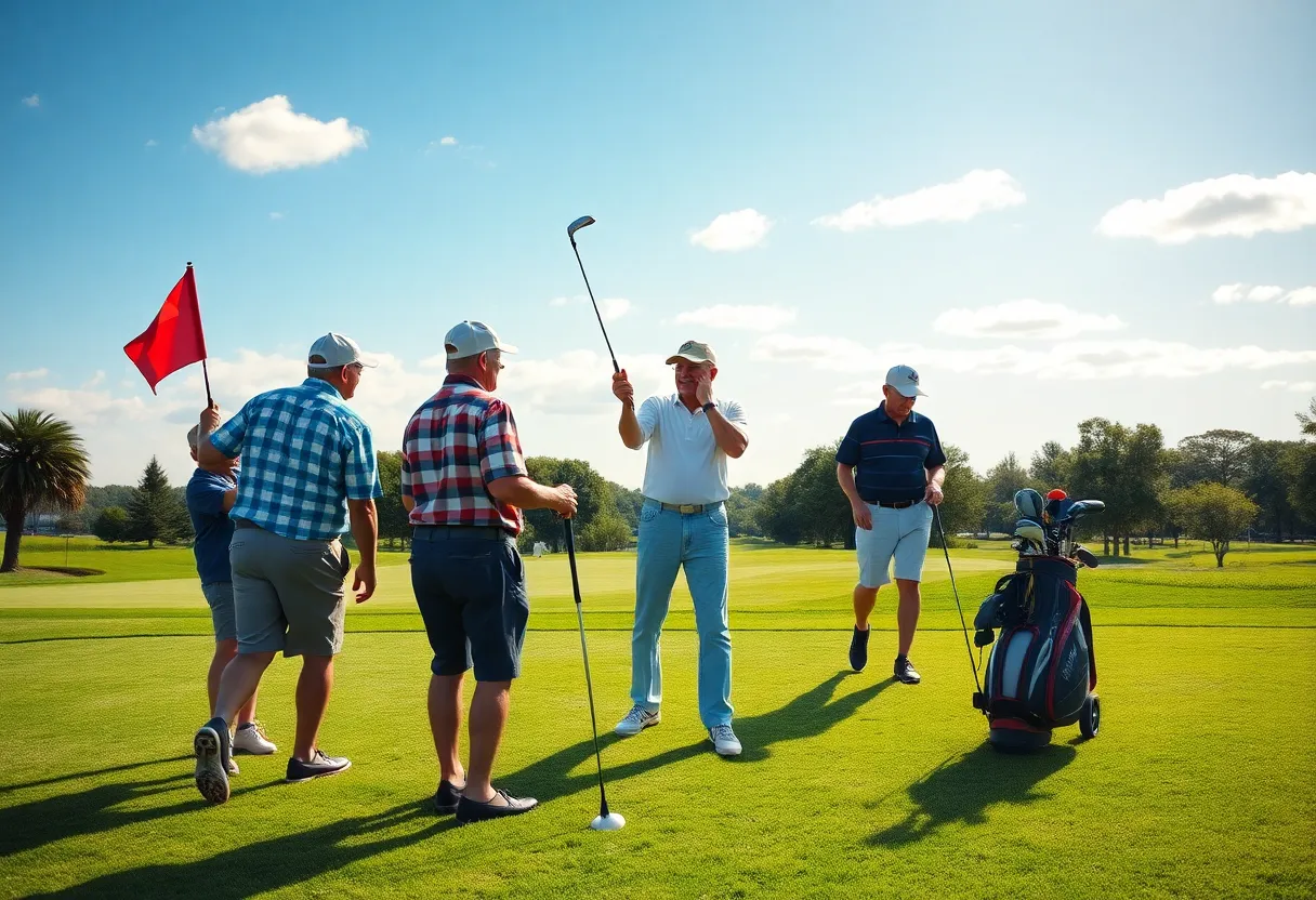 Group of veterans enjoying a golf game together