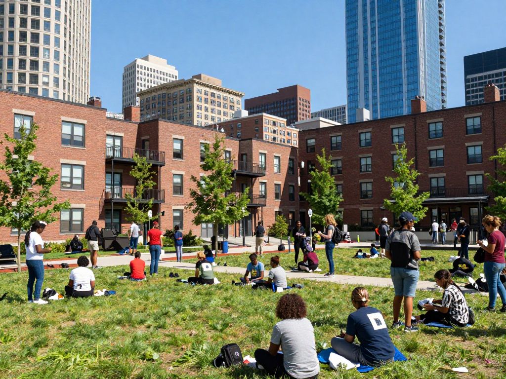 Cityscape of Boston showcasing affordable housing developments