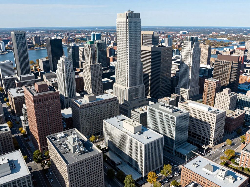 Aerial view of Boston's biotech sector showcasing innovation