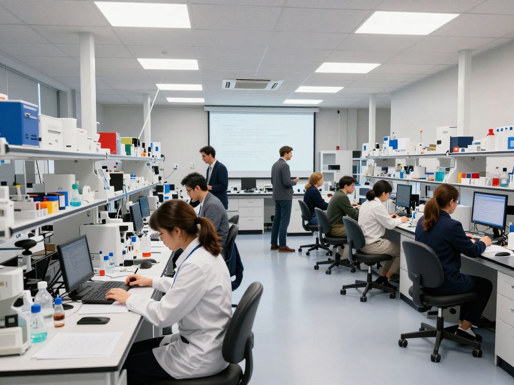 A view of Boston's biotech sector showcasing laboratories and innovation.