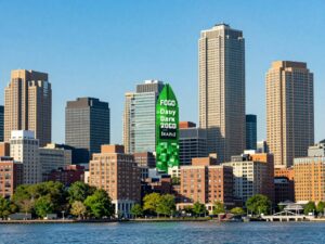 Boston skyline with innovative business technologies
