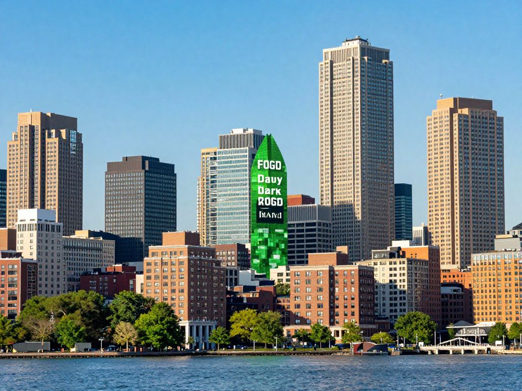 Boston skyline with innovative business technologies