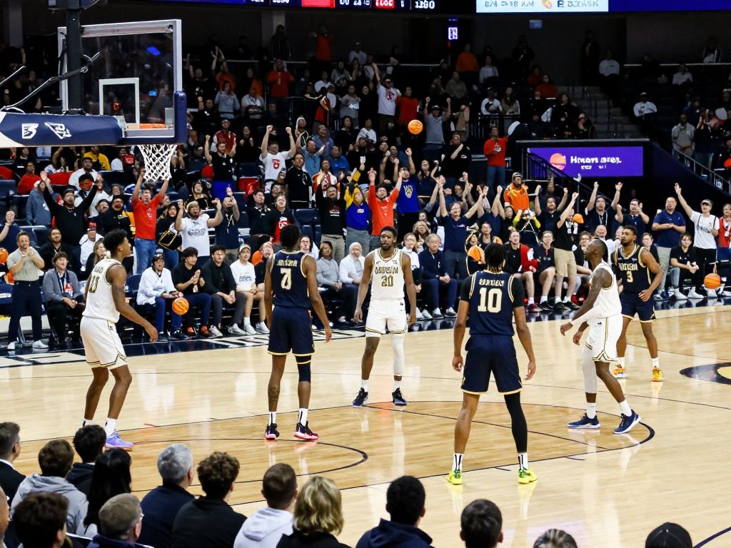 Boston College Men's Basketball team on the court during a game