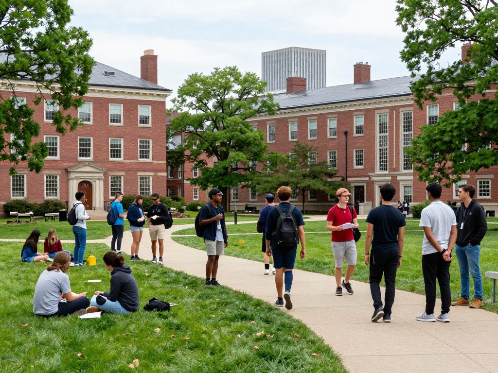 Students participating in community activities on a Boston college campus