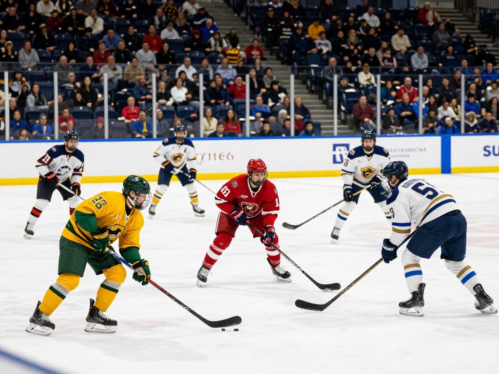 Boston College ice hockey players in action during the tournament