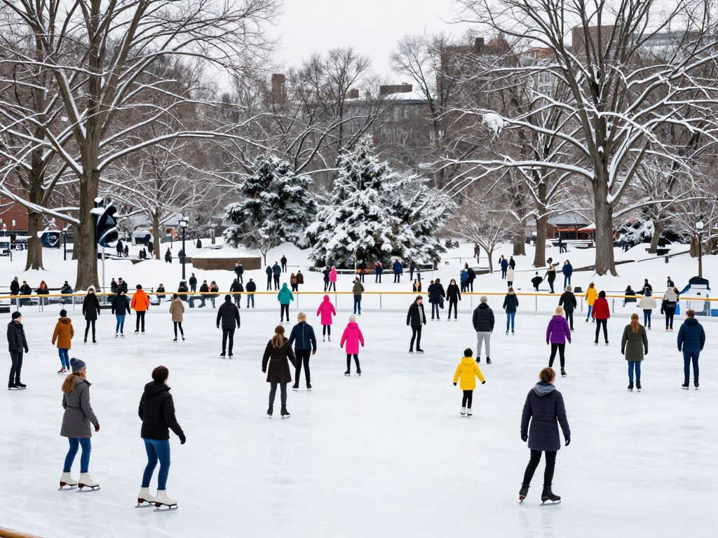 Ice-skating activity at Boston Common Frog Pond during winter