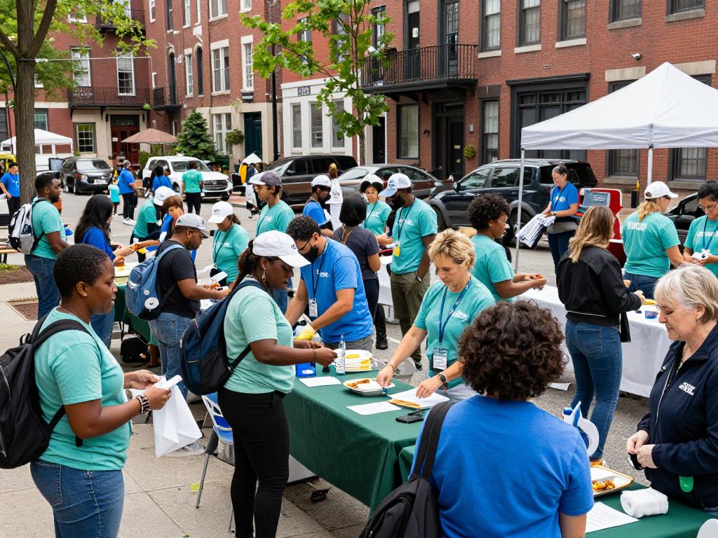 Residents of Boston participating in a community engagement event