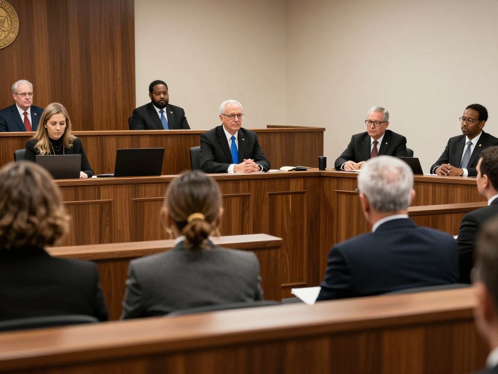 Courtroom scene highlighting community justice efforts in Boston