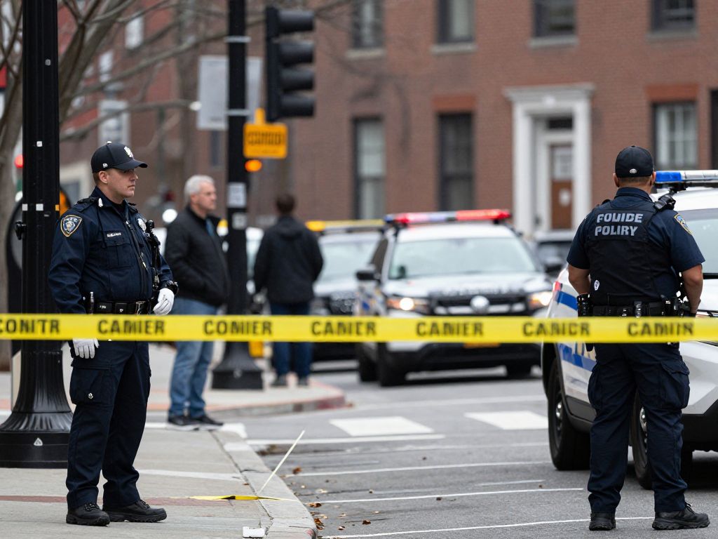Police scene in Boston after a shooting incident.