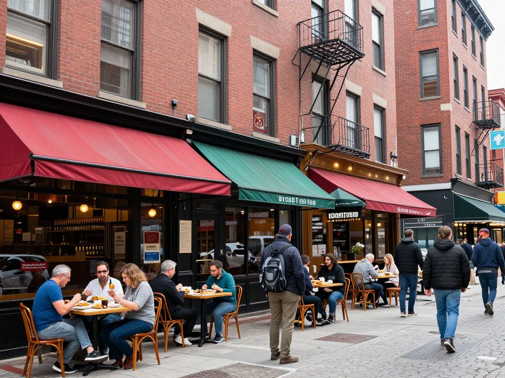 Diverse culinary scene in Boston with various restaurants