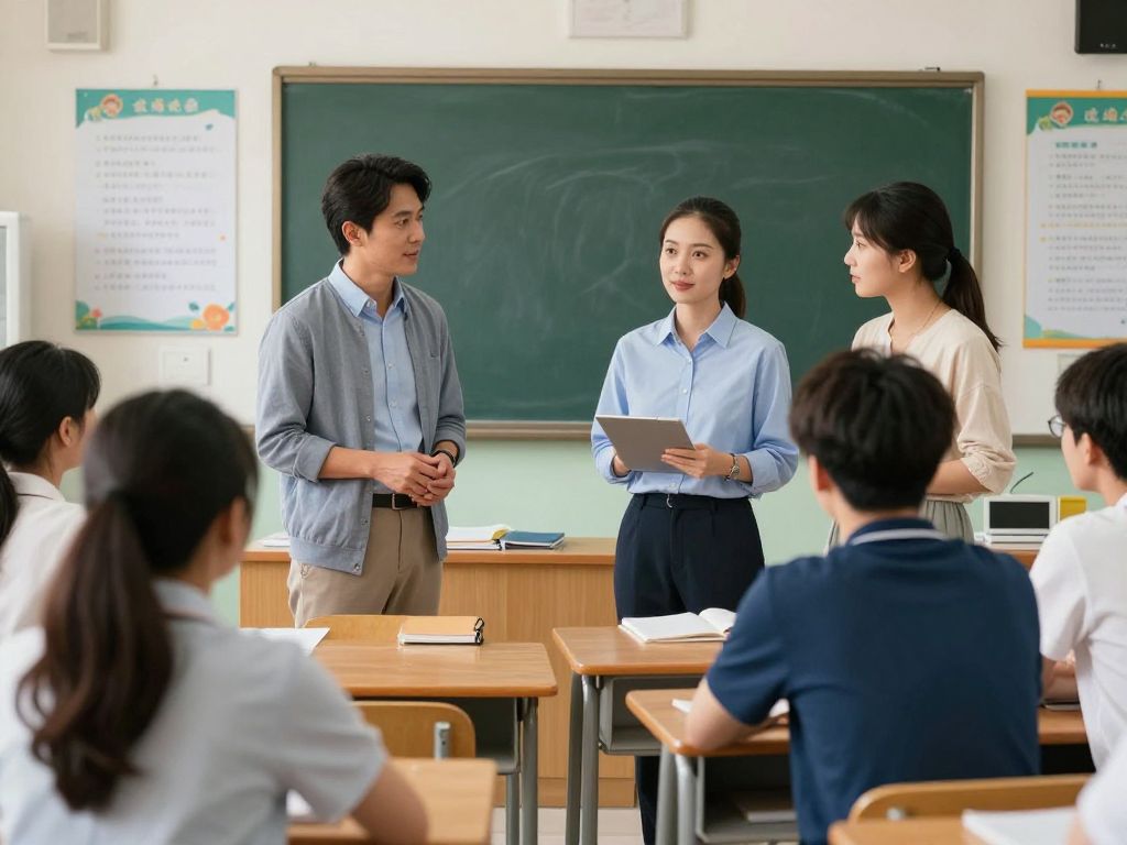 Teachers collaborating in a high school classroom during Instructional Rounds
