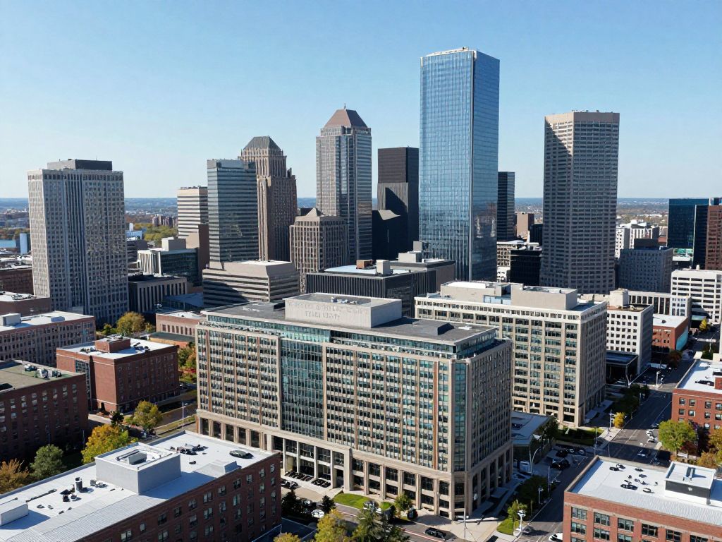 A skyline view of Boston highlighting healthcare innovation and research facilities.