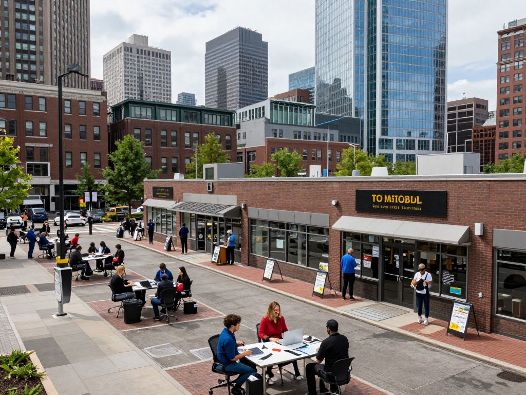 Dynamic cityscape of Boston representing job growth and small businesses.