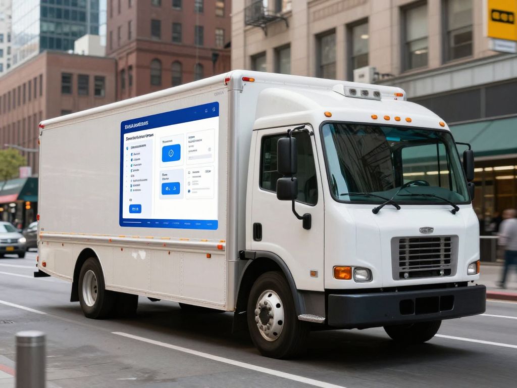 Moving truck showcasing advanced scheduling technology in Boston.