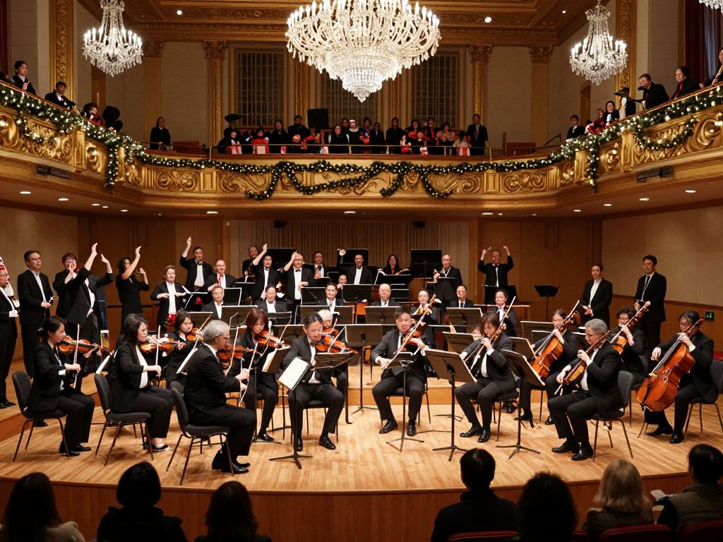 Audience enjoying the New Year's Eve concert at Symphony Hall.