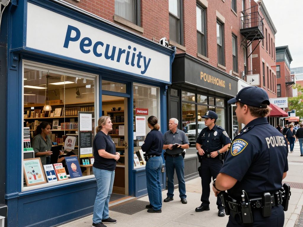 A bustling street scene in Boston highlighting small businesses and community engagement