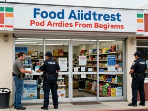 Police investigation at a small convenience store in Boston