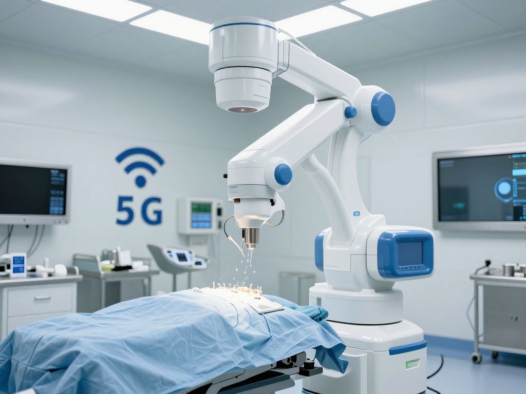 High-tech surgical robotic system with advanced connectivity.