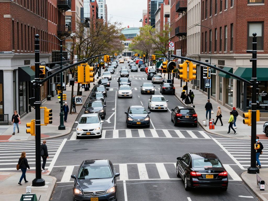 AI-driven traffic lights at an intersection in Boston