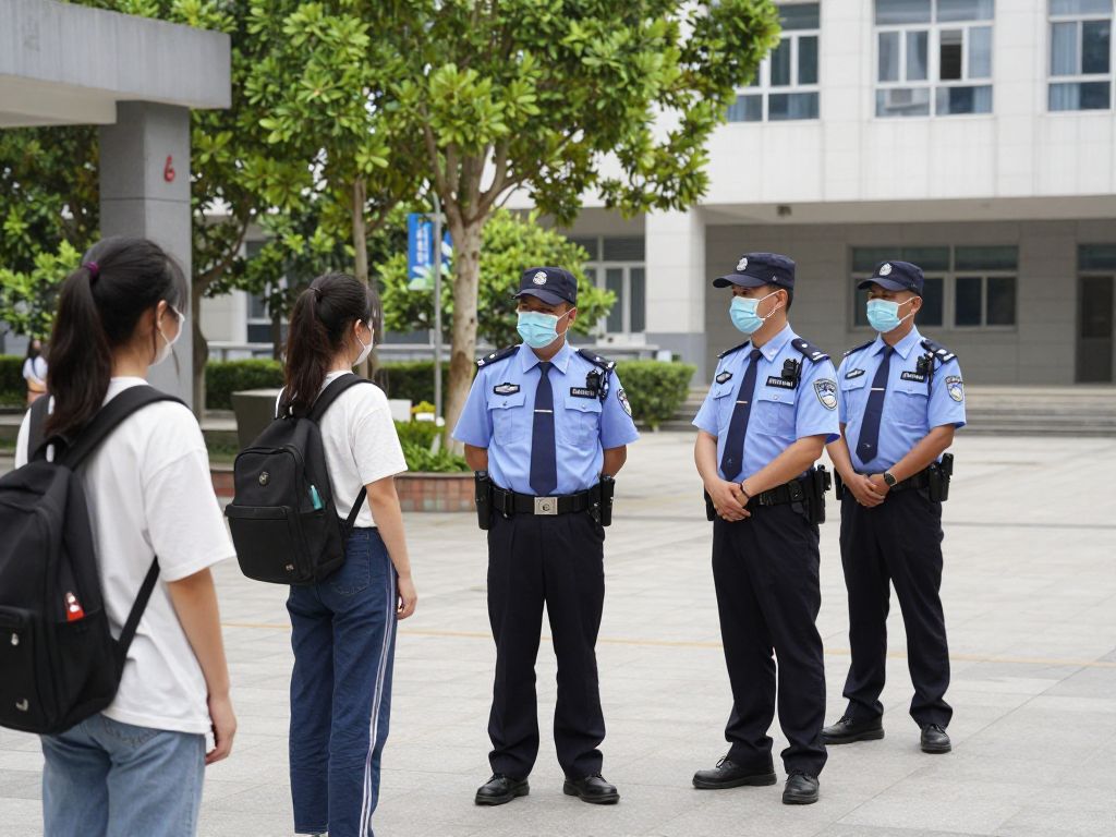 Security personnel on a Boston university campus